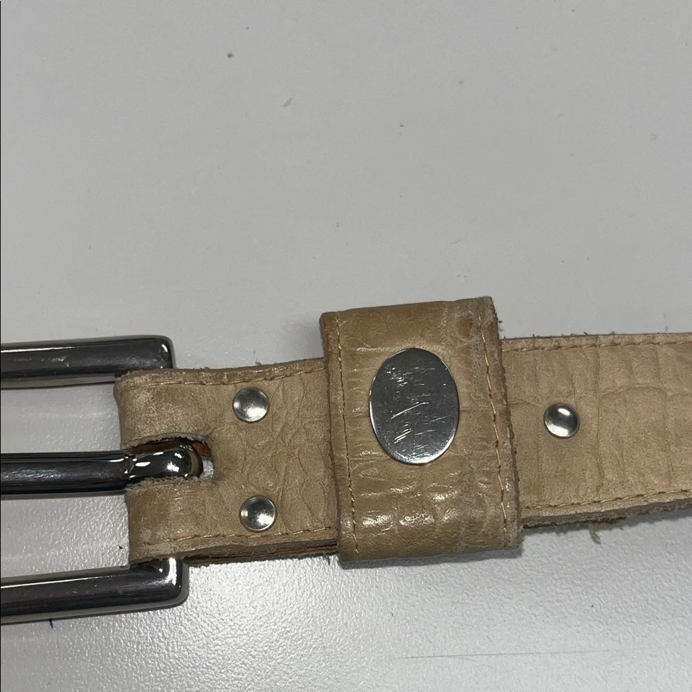 Accessories by Pearl Tan Leather Belt w/ Polished Silver Buckle size small